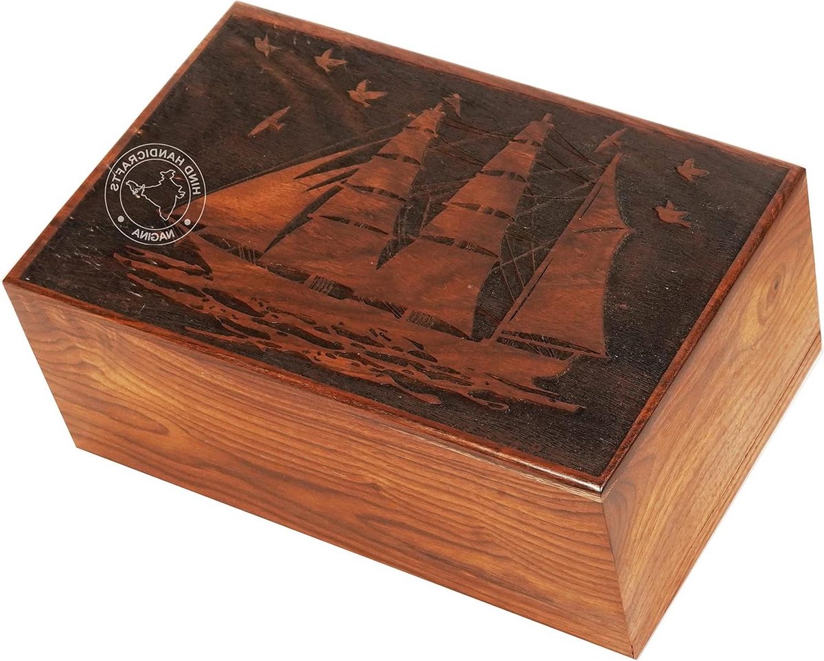 Houten Urn - Crematie Urn As Urn - Herdenking Thuis - Handgemaakt Ambachtelijk - 250 Kubieke Inch - Houtkleur