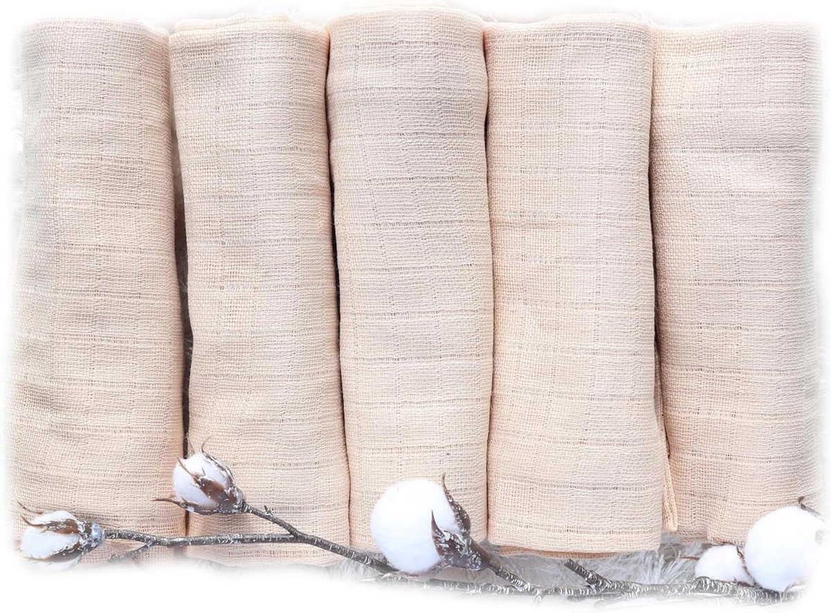Spuugdoeken Luiers - Mousseline Doeken - Babyverzorging - 100% Ademend Katoen - 70 x 80 cm - Beige