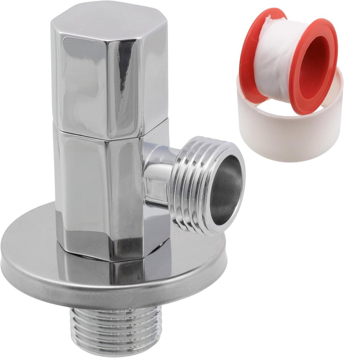 Hoekafsluiter - Kraanafsluiter Waterkraan - Waterleiding Aansluiten - Messing Nikkel-gecoat - 1/2 x 1/2 inch - Zilver