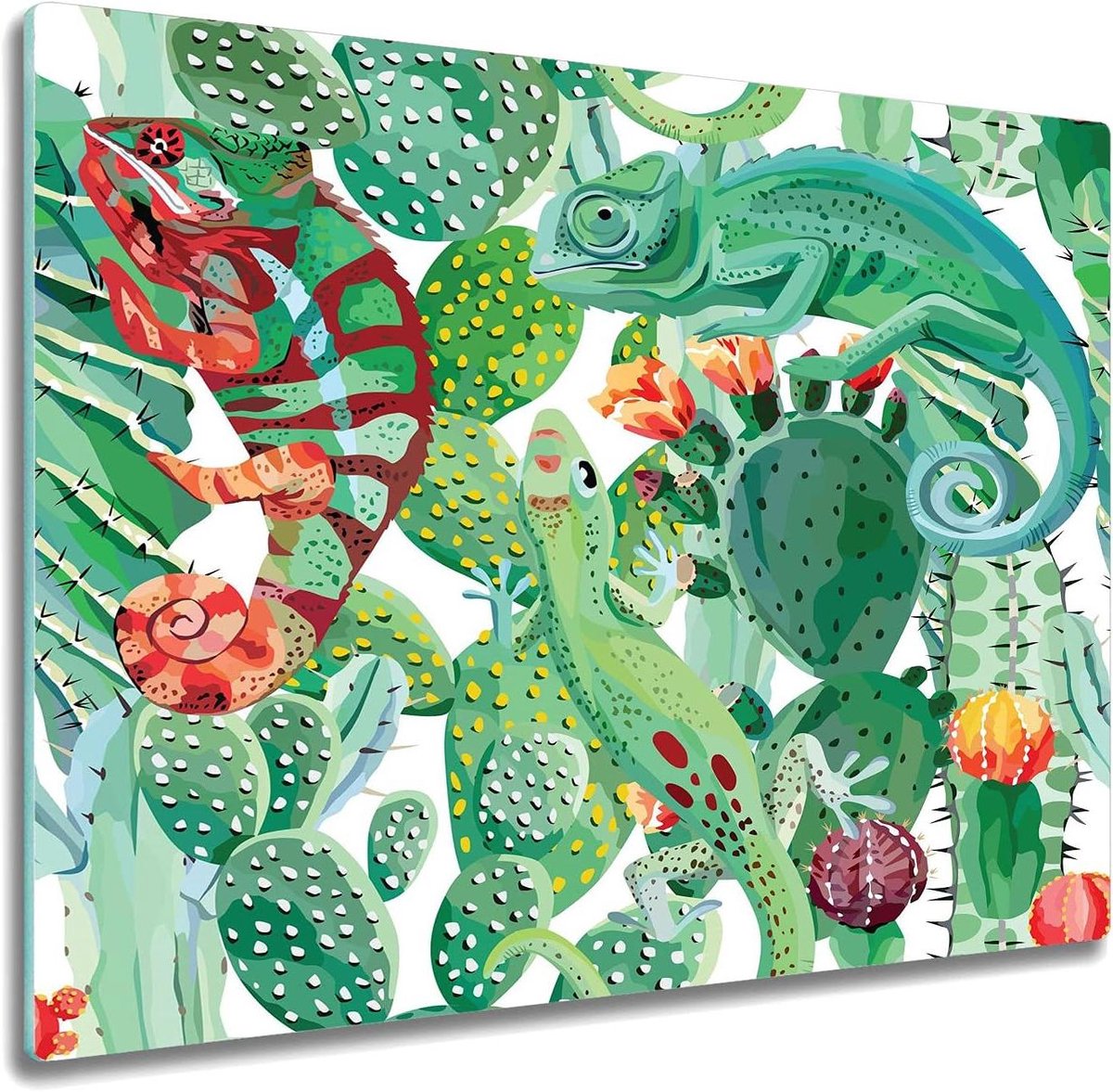 Glazen Snijplank - Kookplaatafdekking Keukenpaneel - Keukenwerkblad Beschermen - Gehard Glas Hittebestendig - 60x52cm - Kameleons