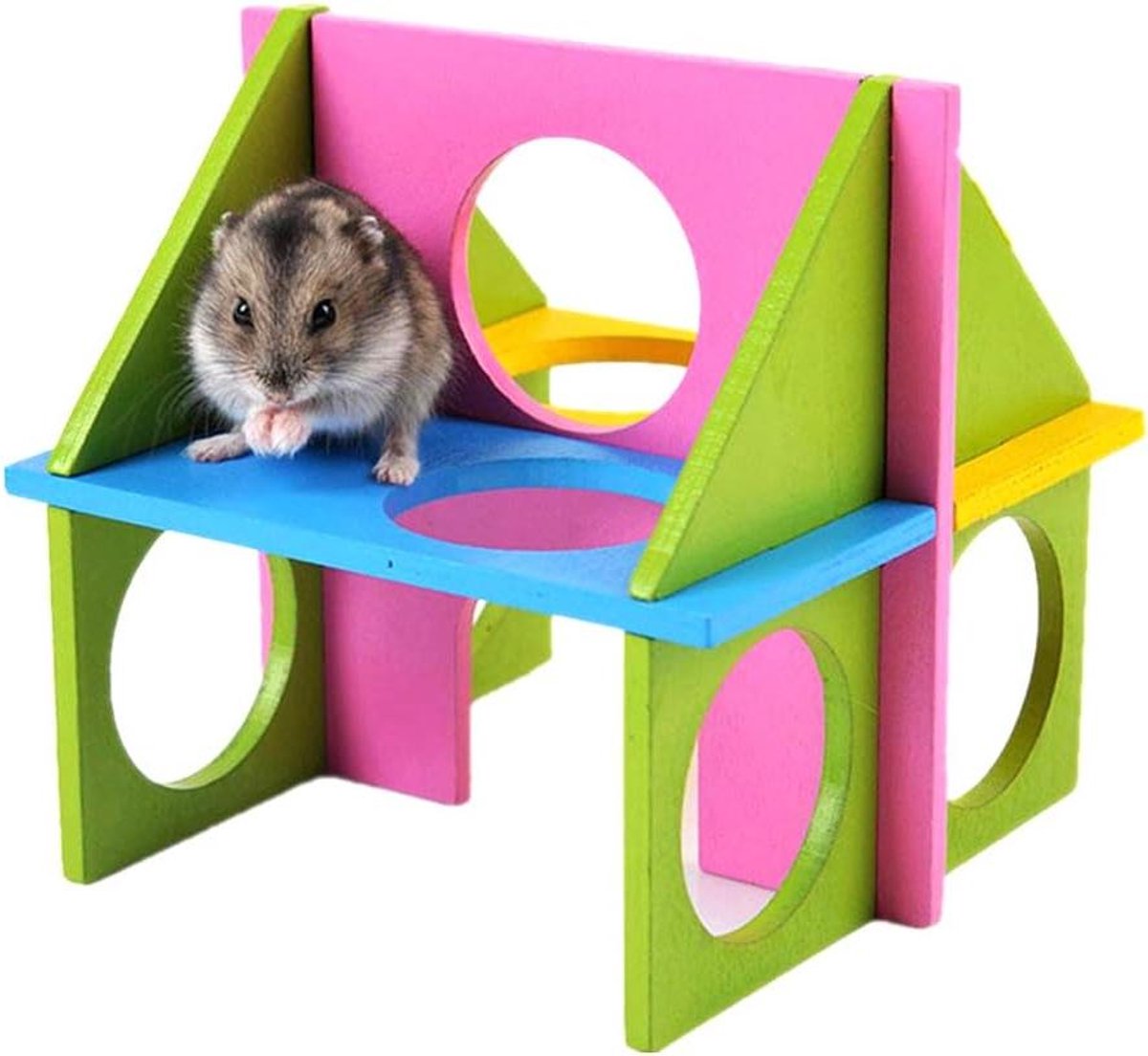 Hamster Speelhuis - Oefenhuis Dierenkooi - Huisdier Verrijking - Klim- en Speelplek - 12.5 x 12.5 x 12.5 cm - Kleurrijk