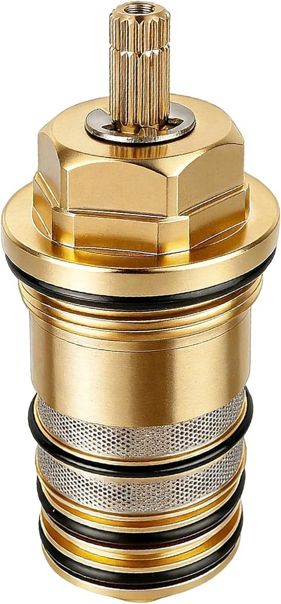 94282000 thermostaatpatroon, temperatuurregelaar in messing uitvoering 3/4 inch, geschikt voor Hansgrohe Ecostat Ecostat en thermostatische badvullers met 2 en 3 gaten, vervanging voor 98282000