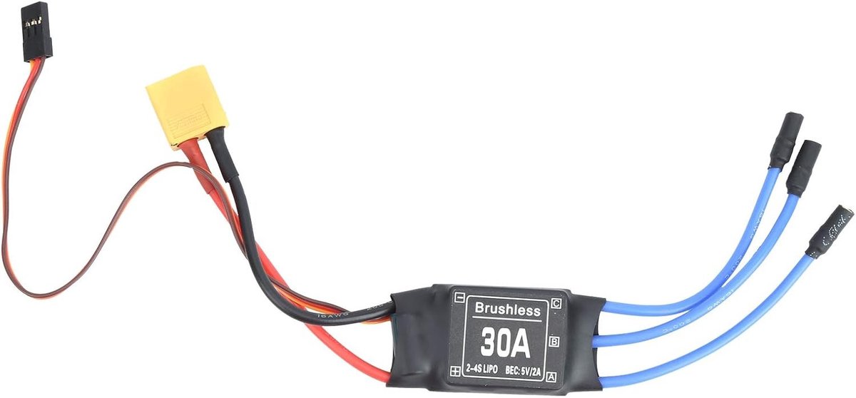 Brushless ESC 30A voor RC Drones en Helicopters - Elektronische Snelheidsregelaar voor 2-3S Batterijen, FPV en Modelbouw