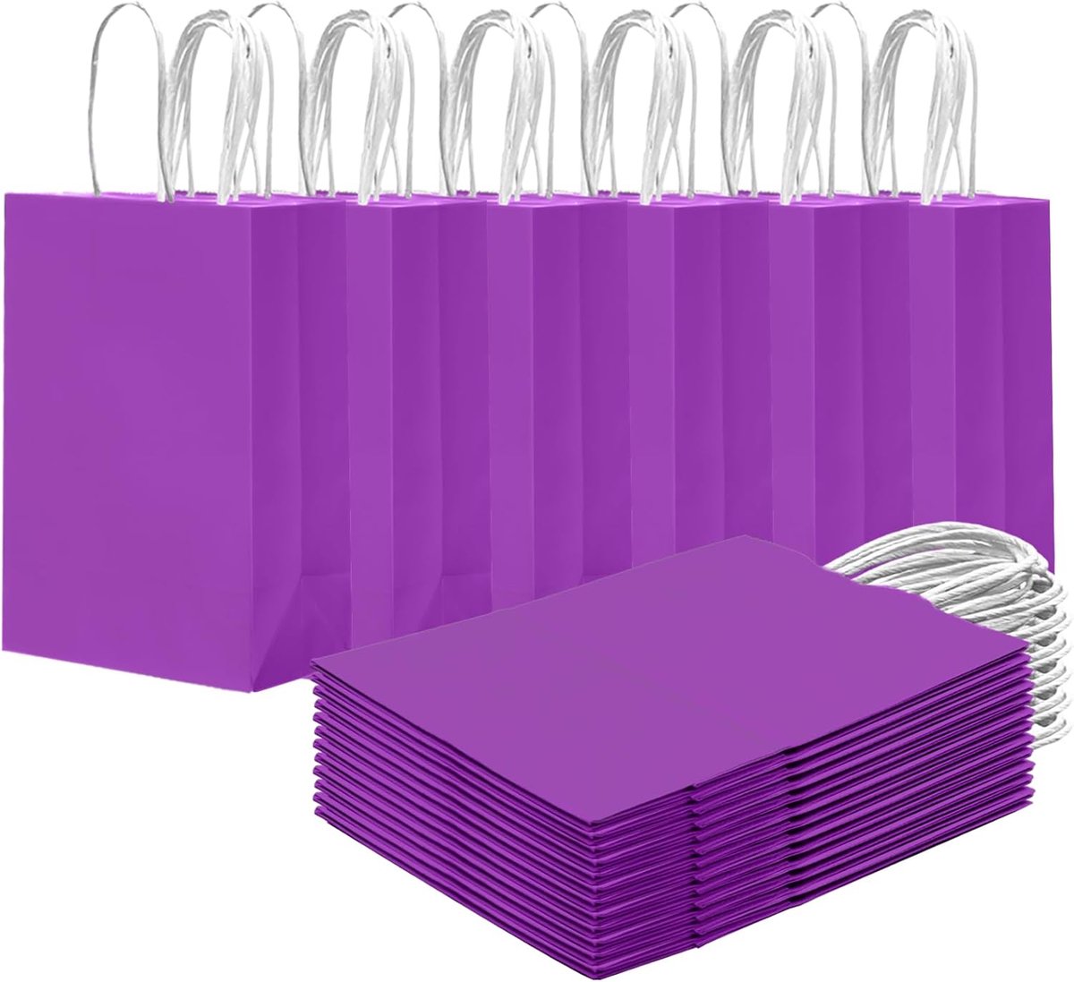 Cadeautasjes met handgrepen, 24 stuks, 21 x 15 x 8 cm, paars, meerdere toepassingen (21 x 15 x 8 cm, klein formaat)