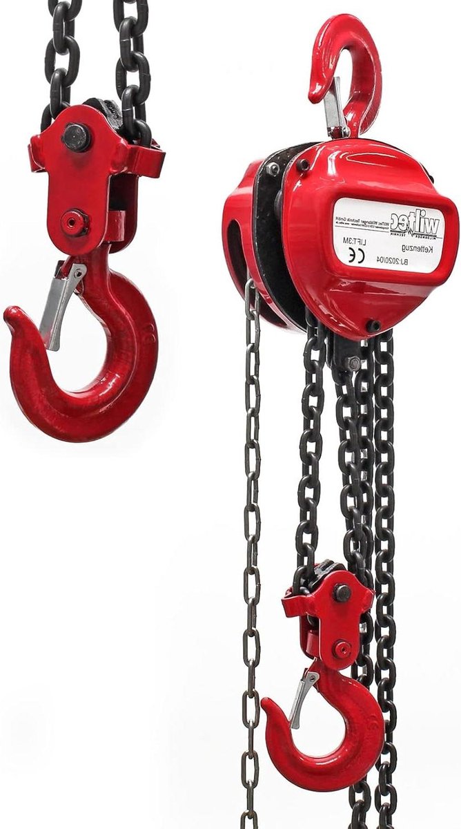 Handkettingtakel - Hefwerktuig - Lasten Hefen - Grote Krachtoverbrenging - 5000 kg Capaciteit - Rood Zwart