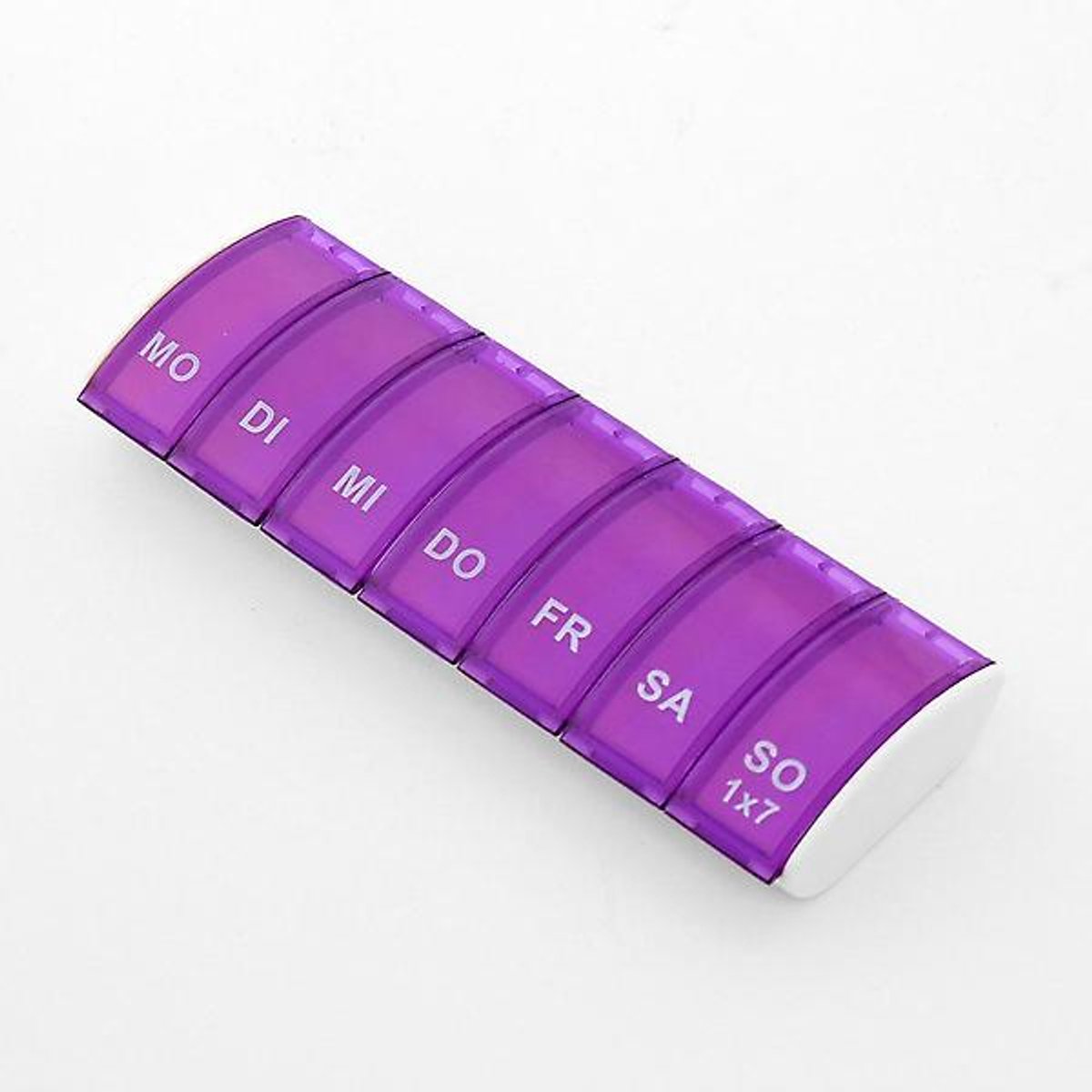Pillendoos - Medicijnen doosje - Medicatie ordenen - Pillen doos - Weekplanner pillen - 7 dagen - Pill box - 7 compartimenten - Medicijn organiser - Grote vakken - 13 cm - Paars - Jonyx
