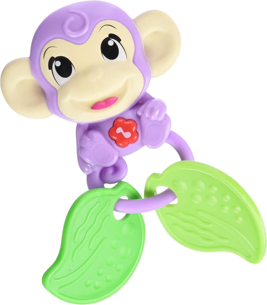ABC Aapje Rammelaar - Muziek Rammelaar - Baby Entertainment - 2 Sensorische Elementen - 17 cm - Multicolor