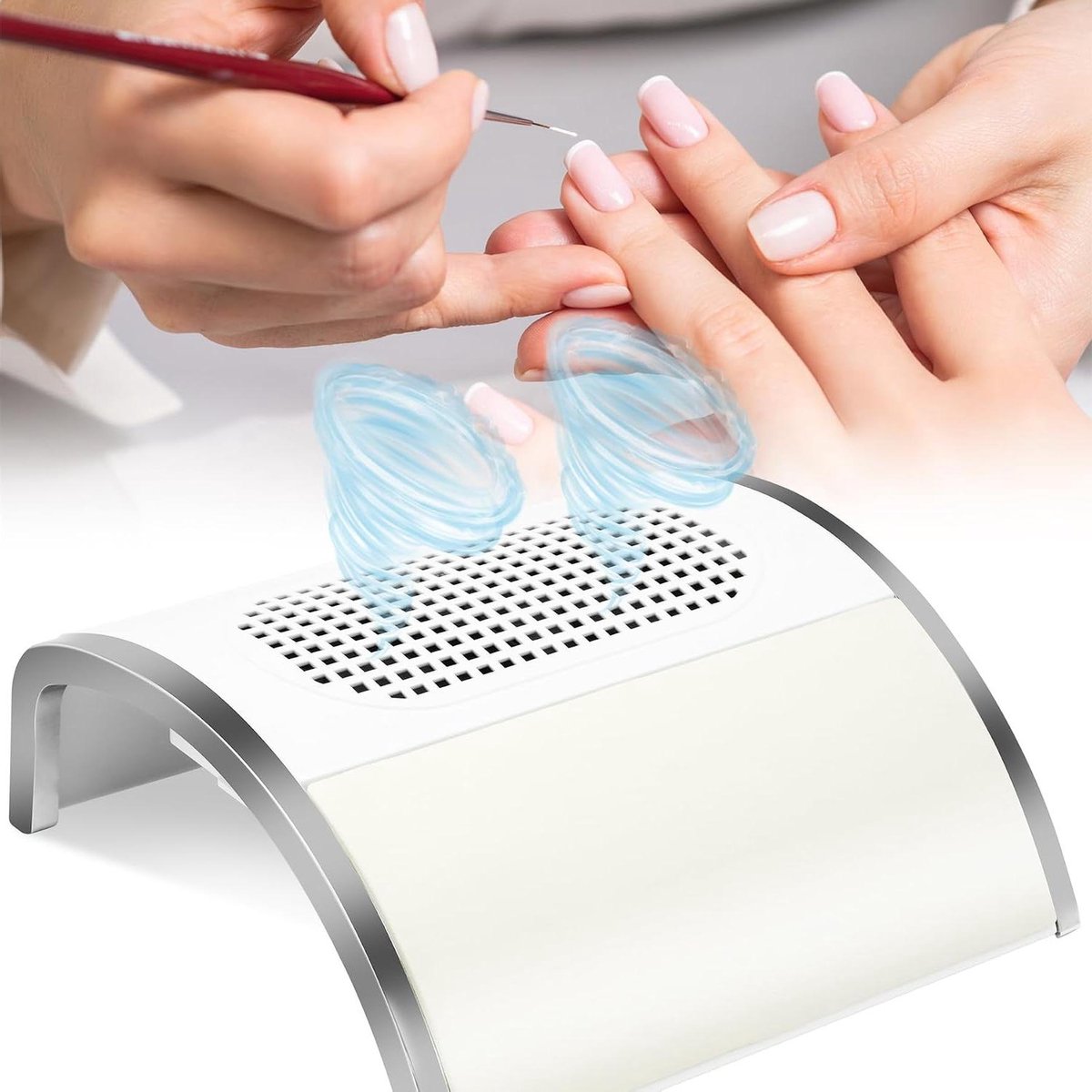 Nagelstofzuiger - Manicure Reiniger - Nagels Stofvrij Maken - Dubbele Ventilator - 34.3 x 28.5 x 8.2 cm - Wit