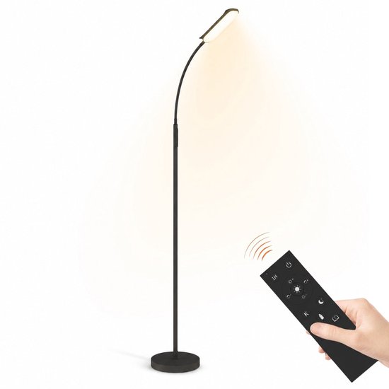 Vloerlamp - Staande lamp - Lamp staand - LED - Dimbaar - Leeslamp - Afstandsbediening - Geheugenfunctie - 175 cm - Zwart - Zenzee