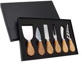 6x Kaasmessen - Kaas bestek - Kaasplank - Kaasmes set - Cheese knife set - Kaasliefhebbers - Cheese knife - RVS - Hout - In mooi doosje - Jonyx