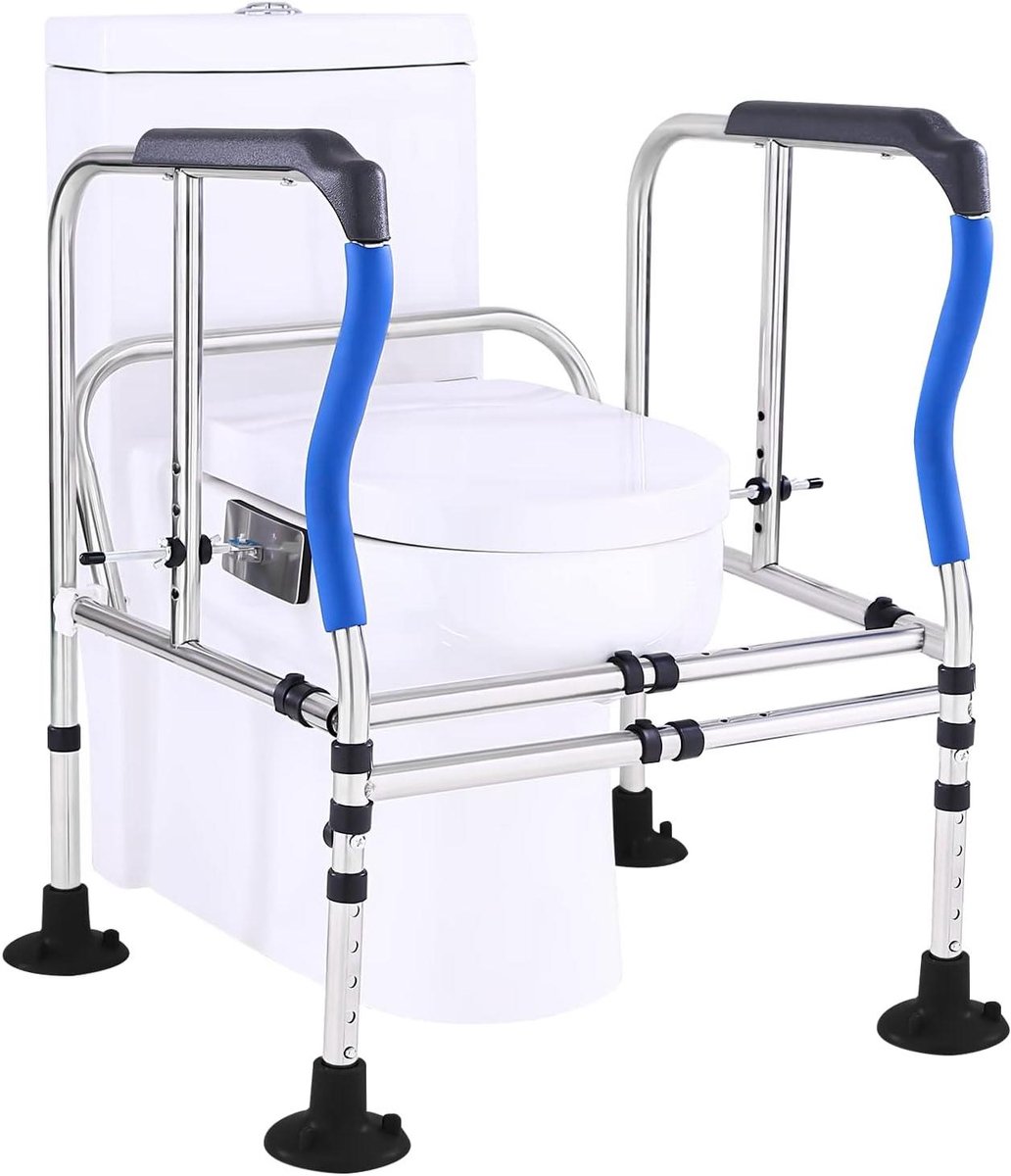 Toilet Veiligheidsframe - Sta-op hulp toilet Toiletbeugel - Veilig naar toilet - Verstelbare breedte hoogte - 350 lbs draagvermogen - Zilver