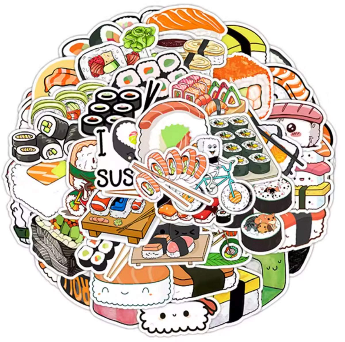 New Age Devi - 50 sushi stickers - Perfect voor laptops, albums en cadeaus