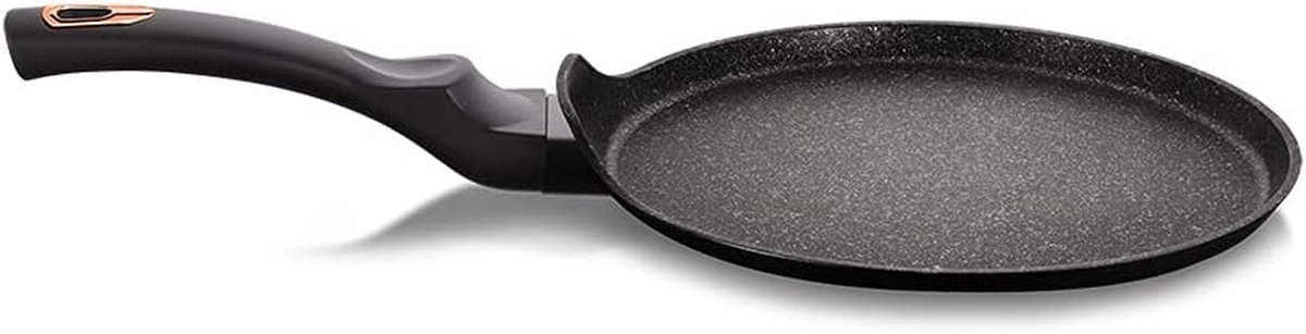 Pannenkoekenpan - Koekenpan Platterond - Pannenkoeken Bakken - 3-laags Marmercoating - 25 cm - Zwart Rosegoud