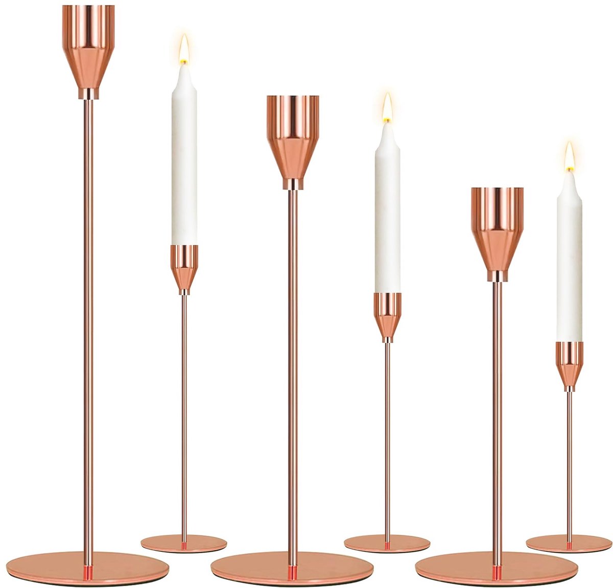 3 tafelkaarsenhouders (roségoud)