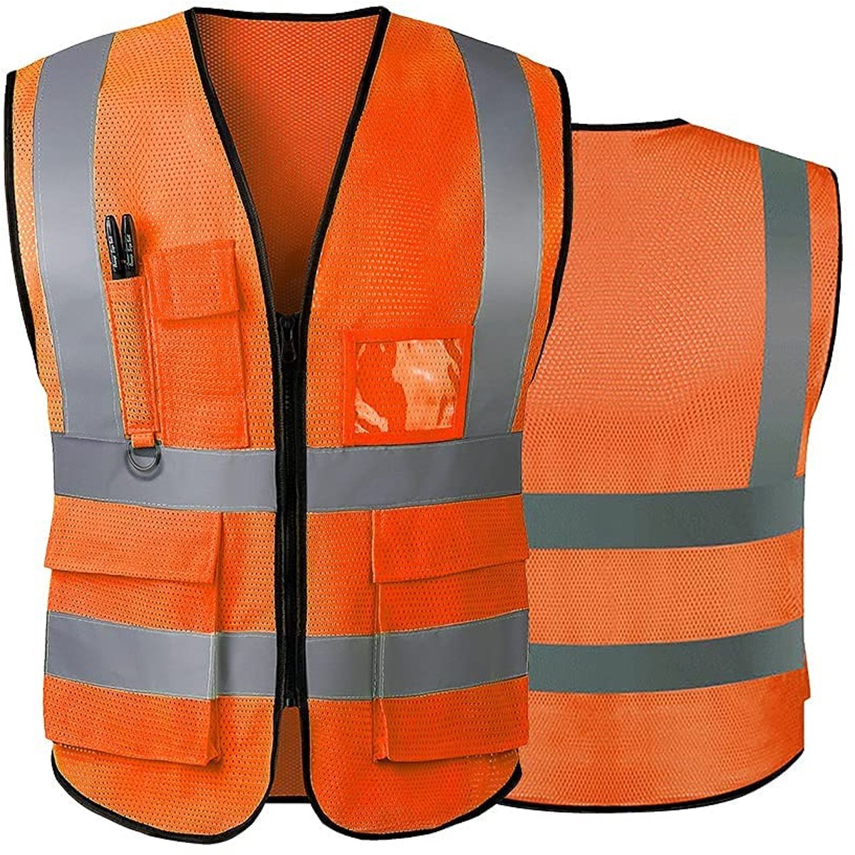 Vis Vesten voor Vrouwen Mannen Hoge Zichtbaarheid Reflecterende Veiligheid Veiligheid Vest met Zakken Rits Voorzijde Voldoet aan ANSI/ISEA Normen