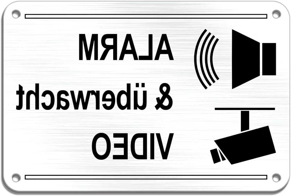 Waarschuwingsbord - Veiligheidsbord Camera - Afschrikking Inbrekers - Aluminium Weerbestendig - 15x10cm - Zilvergrijs