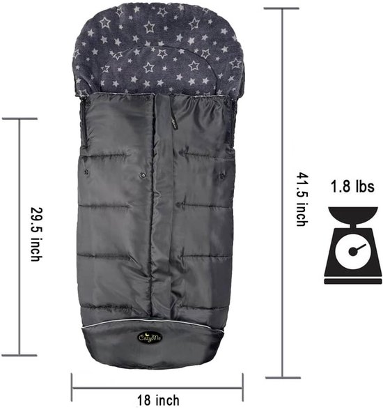 Voetenzak Kinderwagen - Buitendeken Baby - Warm Houden - Waterdichte Buitenkant - 36 x 30 x 16 cm - Zwart/Grijs — afbeelding 3