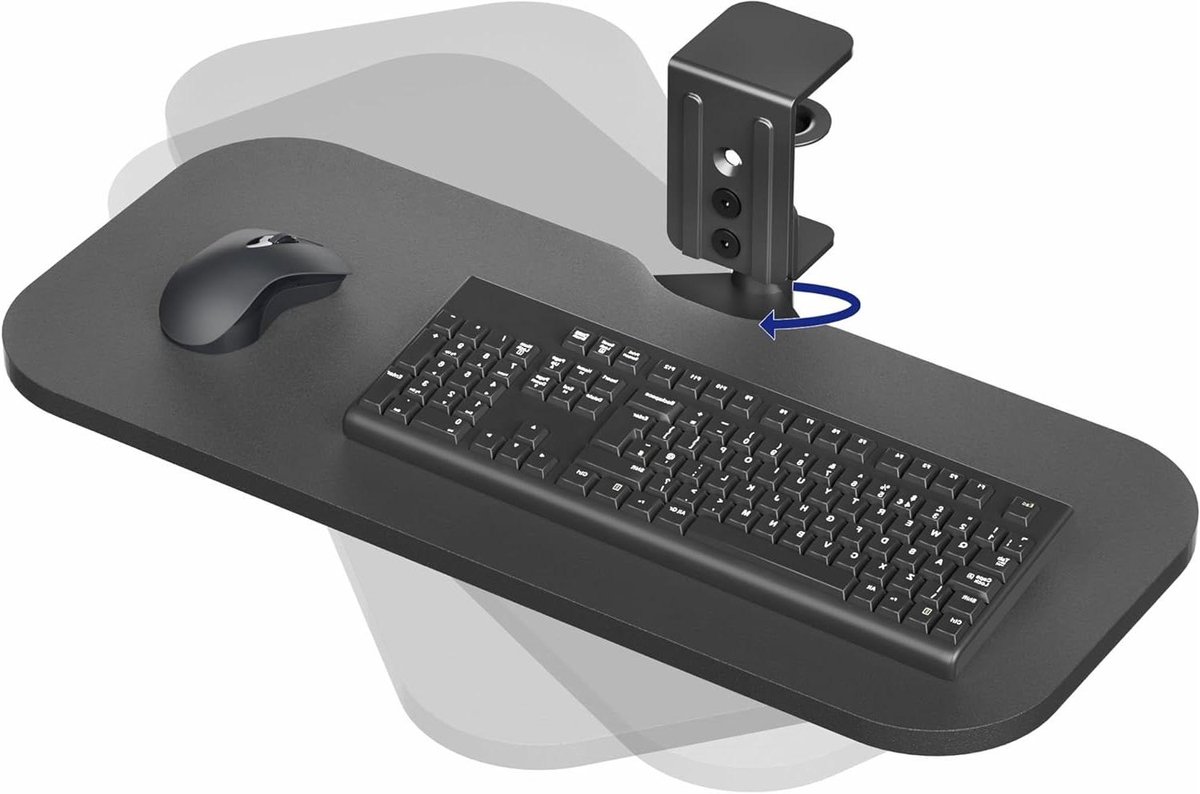 Toetsenbordlade Bureau - Onderbouw Lade - Ergonomisch Typen - 360 Graden Draaibaar - 58 x 25 cm - Zwart