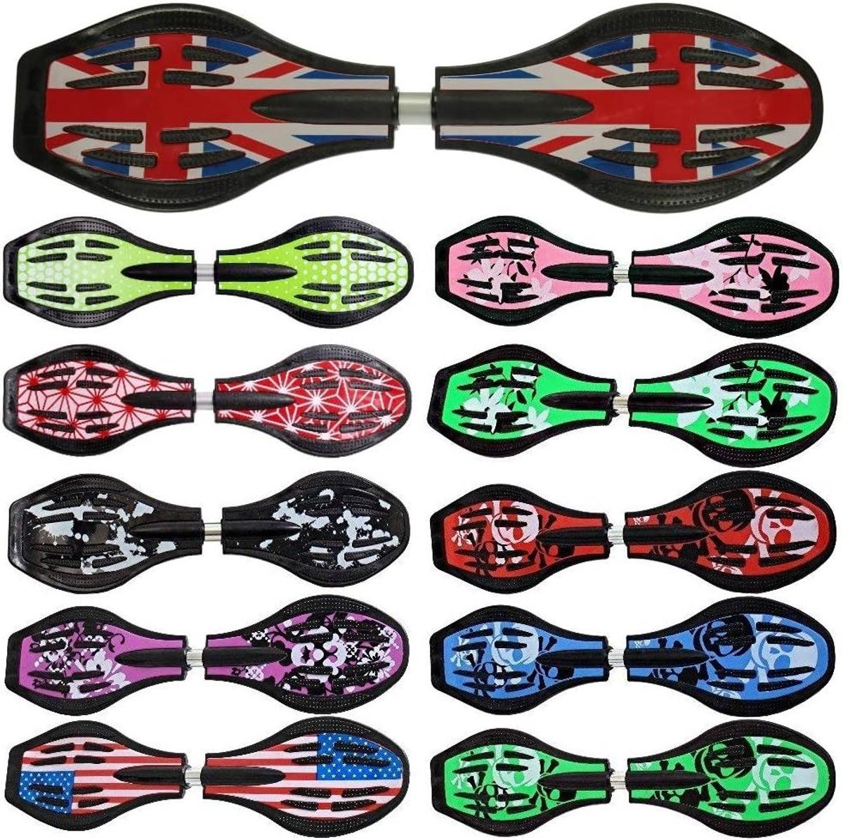 Waveboard met LED wielen Casterboard Splitboard Buiten skateboarden 5mm Aluminium Caster 86 cm Groot-Brittannië Vlag