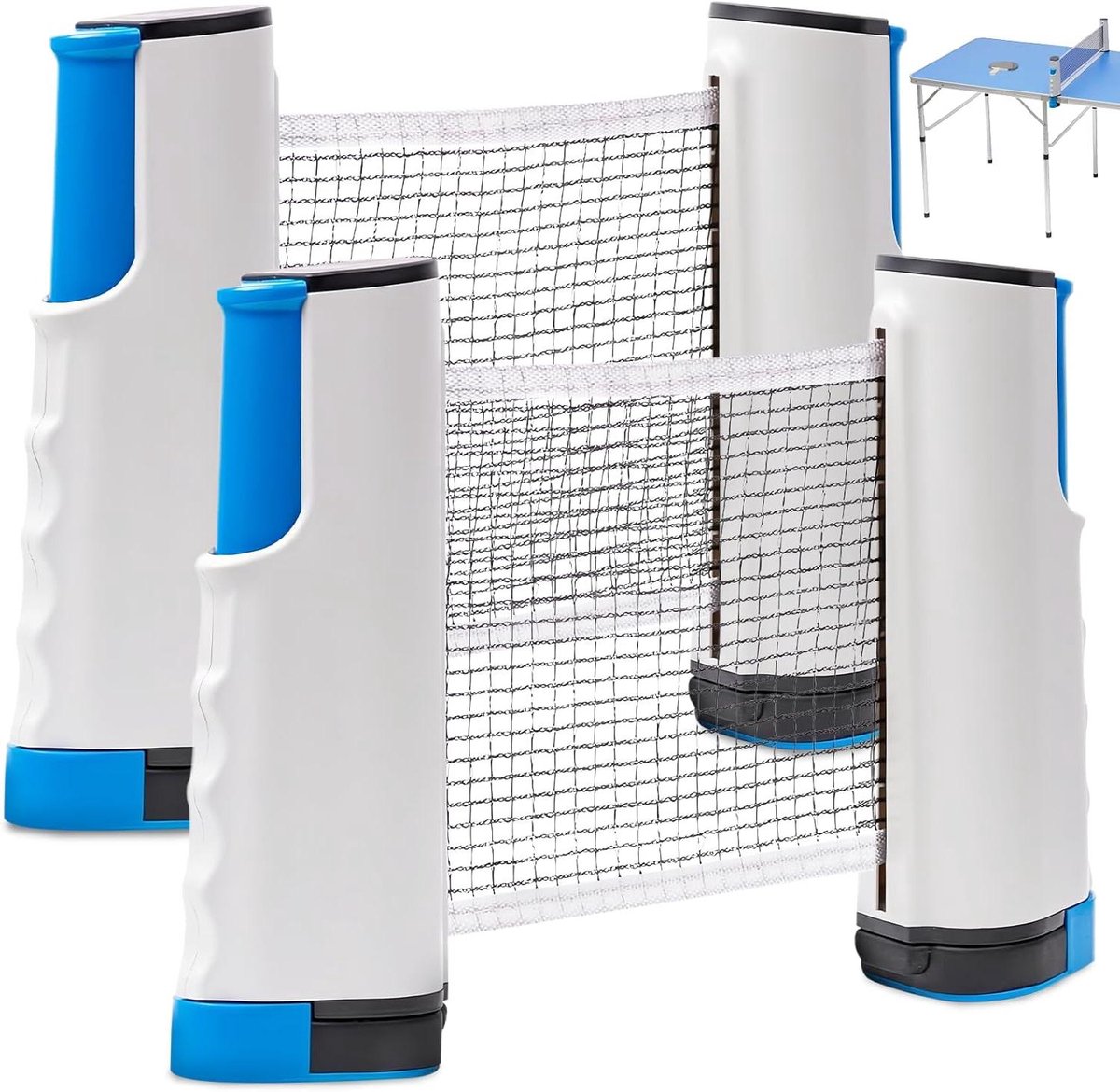 Tafeltennisnet Set - Tafeltennisaccessoires - Sporten Binnen Buiten - Uittrekbaar Tot 2 Meter - 2 Stuks - Grijsblauw