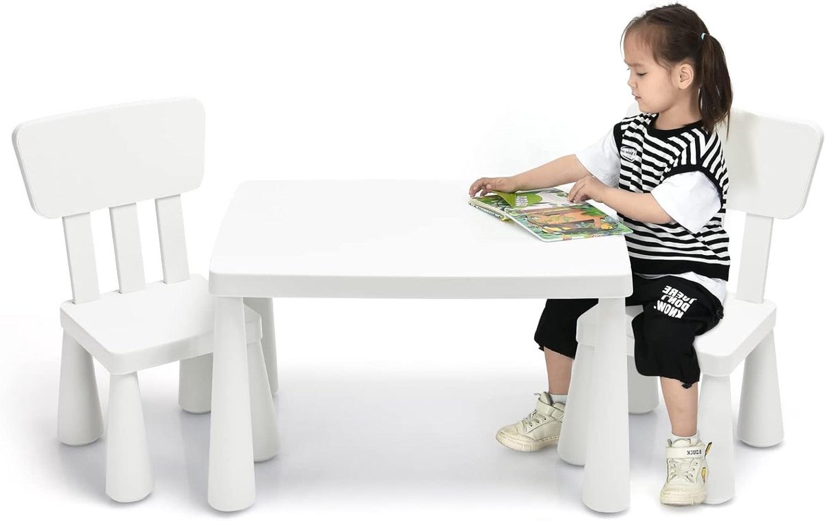 Kinderzitgroep Kunststof - Kindertafel met stoelen - Spelen en knutselen - Afgeronde randen - 765 x 545 x 495 cm