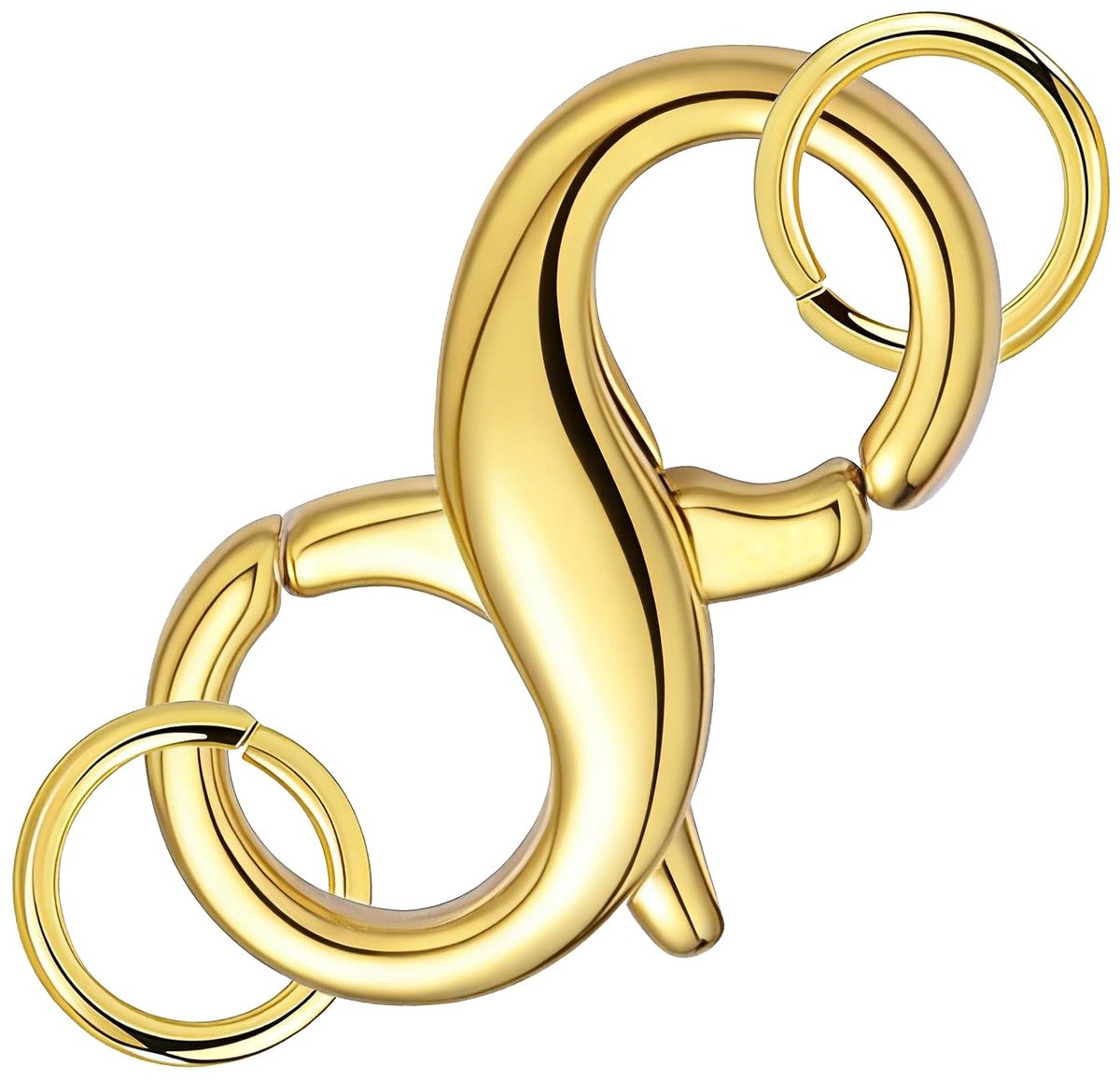 | 16mm 8-Vormige Armbandverlenger Goud | Dubbele Karabijnsluiting voor Kettingen en Lengteverstelling (Goud)
