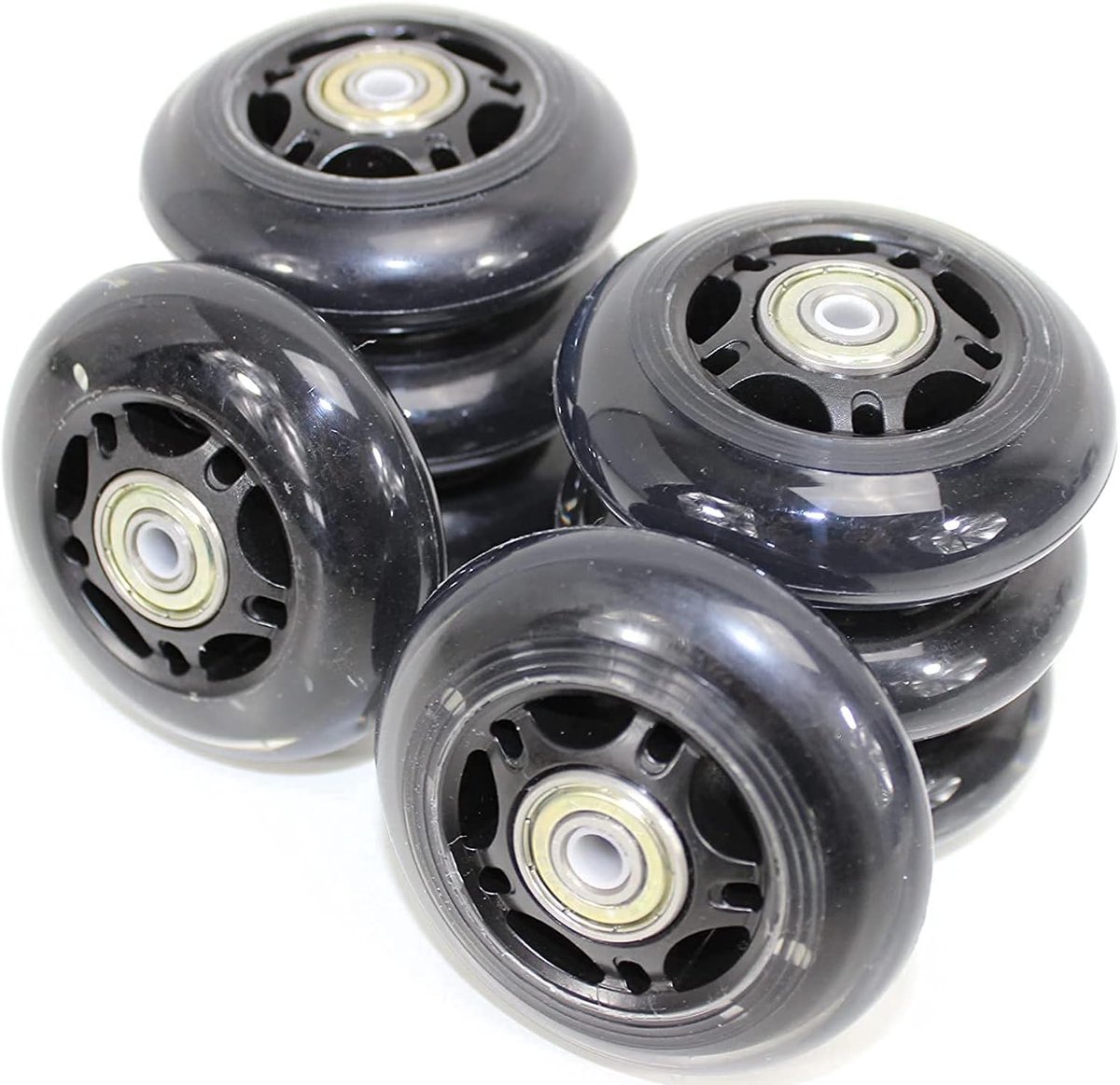 Reservewielen Inline Skates - Skeelerwielen Wielen - Snel Skaten - Hoge Rebound PU - 80 mm 8 Pack - Zwart
