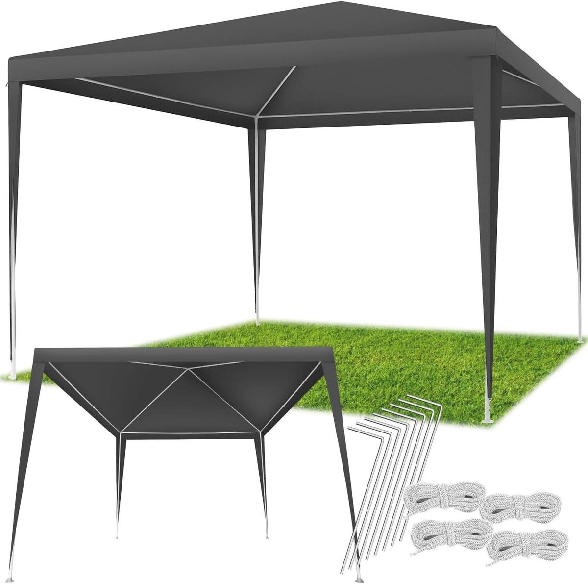 Partytent Paviljoen - Feesttent Tuinpaviljoen - Buitenfeest Organiseren - Waterdicht UV-bestendig - 300x300x250 cm - Grijs
