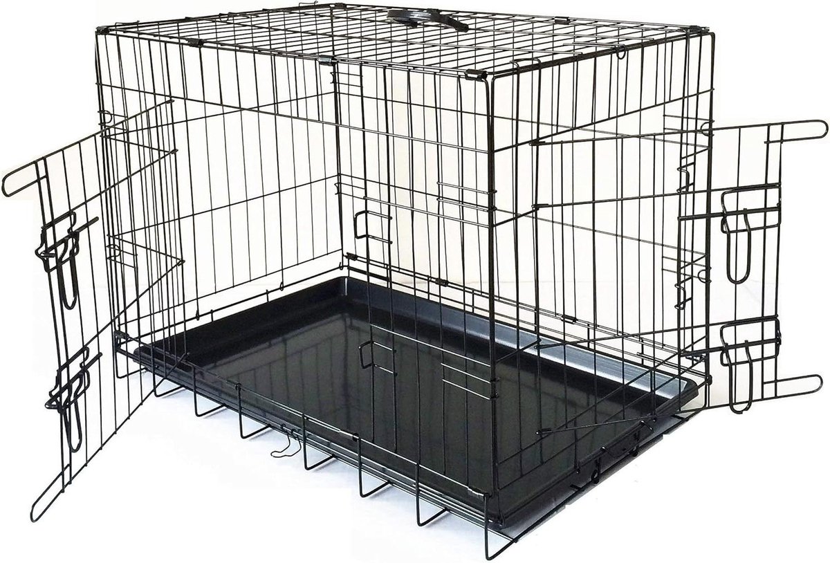 Hondenkrat - Hondenkooi Puppyren - Veilig Transport - Inclusief Accessoires - 107x71x79 cm - Zwart