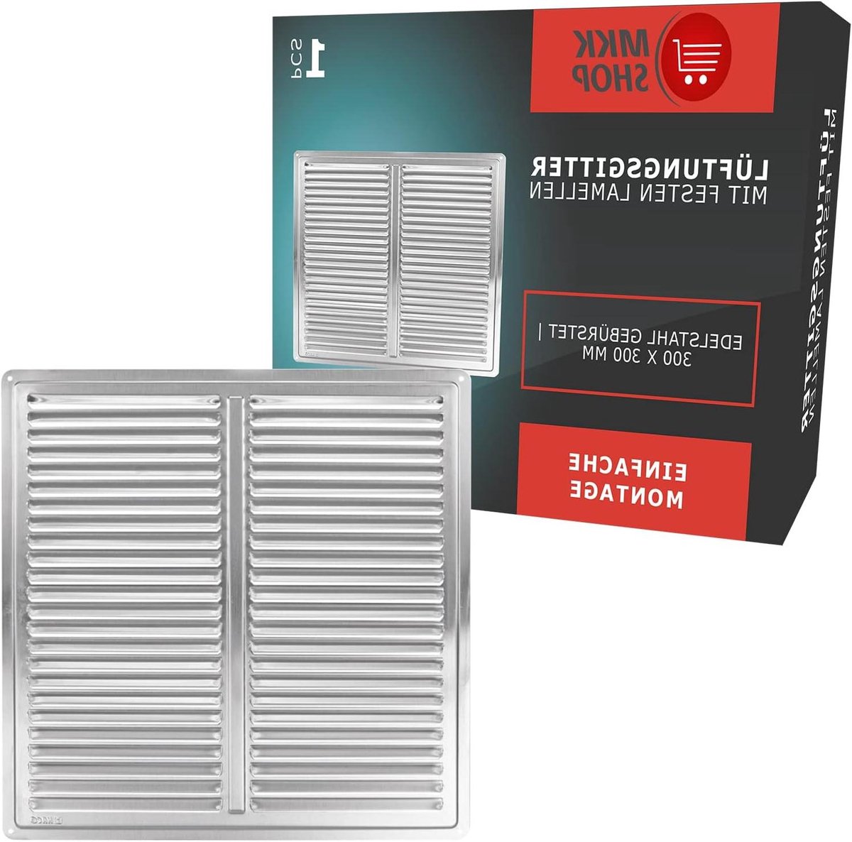 Ventilatierooster RVS - Luchtrooster Lamellen - Luchtcirculatie Verbeteren - Weerbestendig Lamellenontwerp - 300 x 300 mm - Roestvrij staal