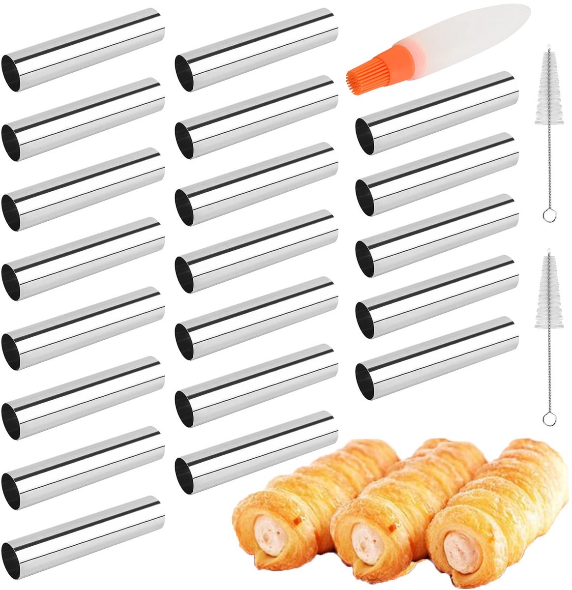 Hoek Hoorn Kegels Conische Buizen Non-stick Rvs Croissant Gebak Bakvormen Set #2