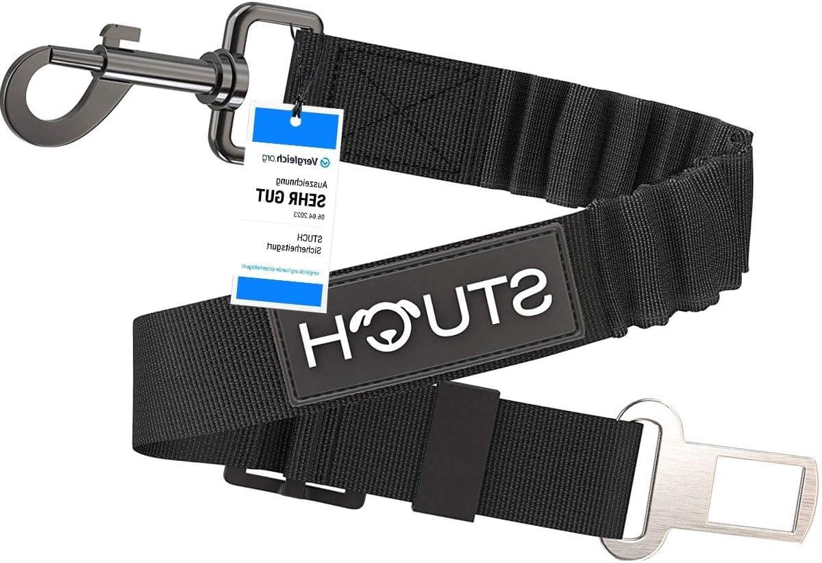 Autogordel Hond - Veiligheidstuig Hond - Veilig Reizen - Bungee Demping - 60-80 cm - Zwart