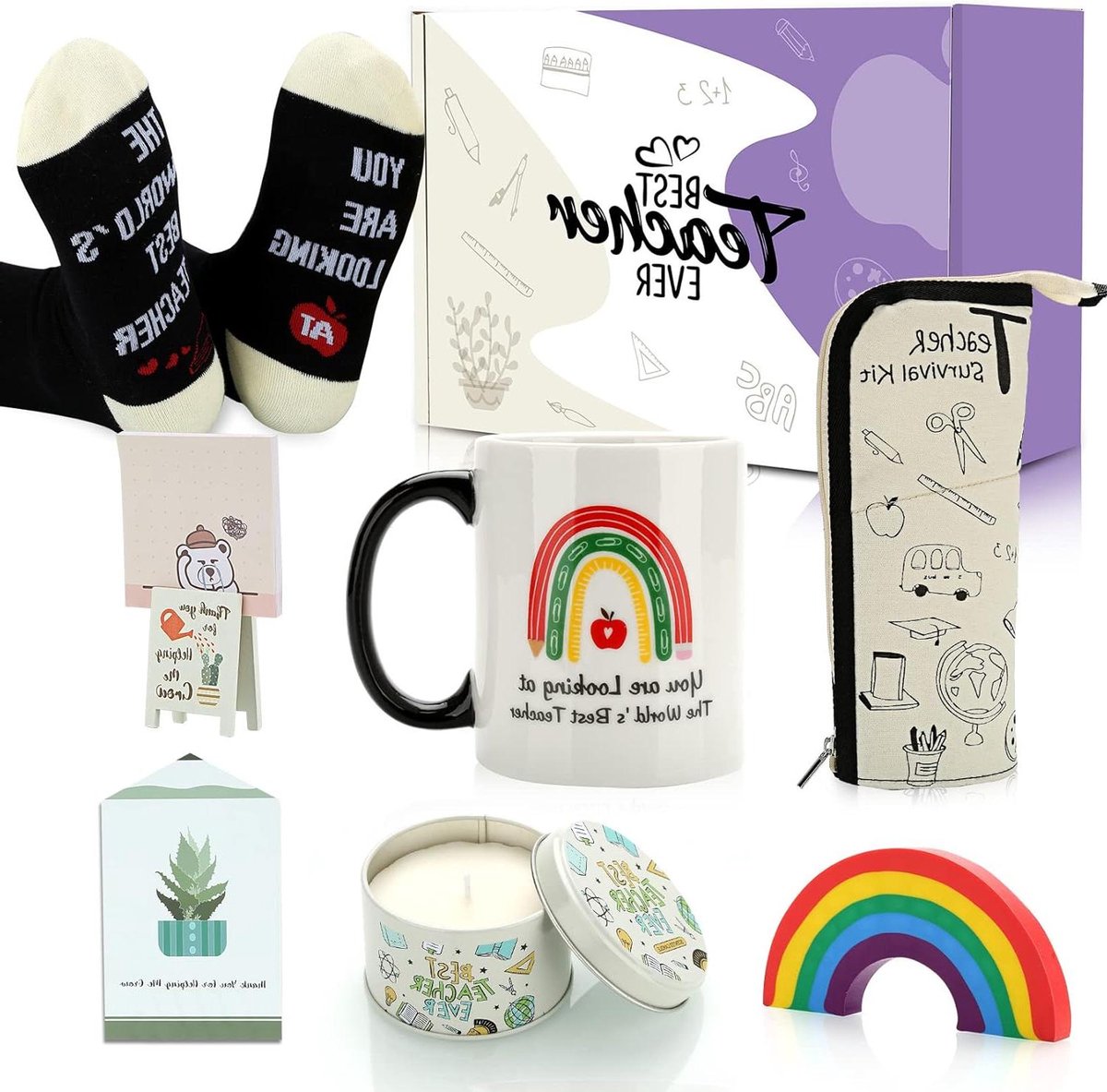 Leraar Cadeau Set - Waarderingsgeschenken Docent - Docent Bedanken - 8 Essentiële Items - 414 ml - Wit