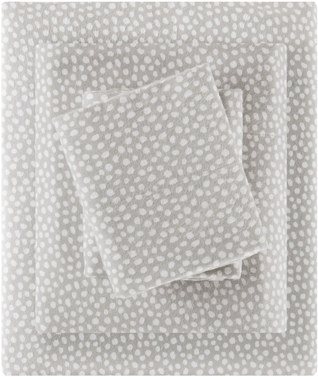 North by Sleep Philosophy TN20-0353 Gezellige Flanel Warm 100% Katoen Laken - Nieuwigheid Print Dieren Sterren Leuke Ultra Zachte Koud Weer Beddengoed Set, Twin, Dots 3 Stuk Grijze stippen