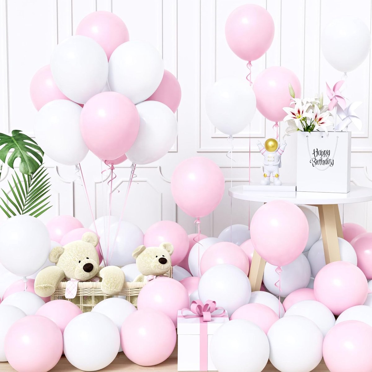 Ballonnen, 60 stuks 30 cm pastel macaron baby wit roze ballonboog voor meisje vrouwen kind geslacht onthulling bruids babyshower verloving verjaardag bruiloft verjaardagsfeestje