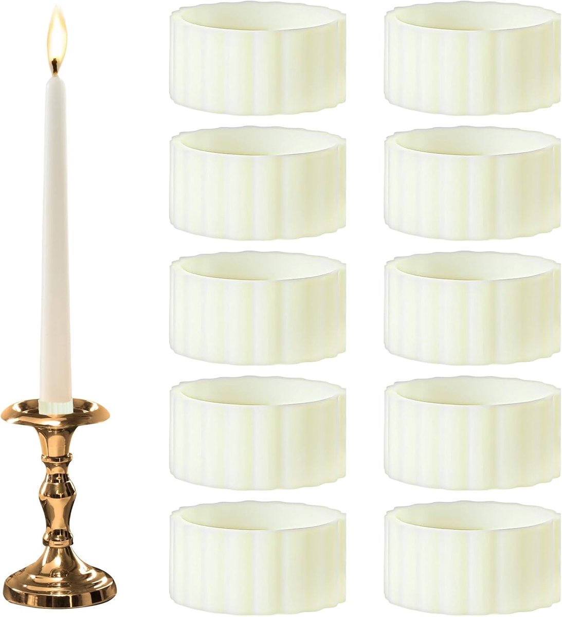 10 stuks kaarsringen, druppelbeschermers voor kaarsen, siliconen kaarsen, grijpers voor taps toelopende kaarsen, decoratieve stabilisator voor conische accessoires, bruiloft, festivals