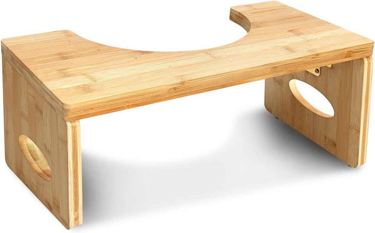 Toiletkruk - Voetenbankje Toilet - Natuurlijk Zitten - Opvouwbaar Ontwerp - 40 x 20 x 18.5 cm - Bamboe