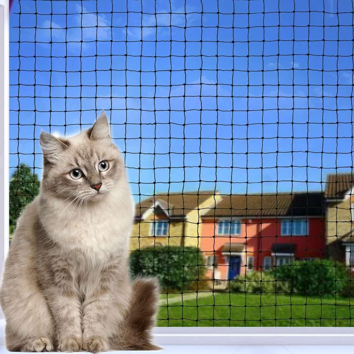 Kattennet Balkon - Veiligheidsnet Kat - Katten Veilig Houden - Draadversterkt - 12 x 3 m - Zwart