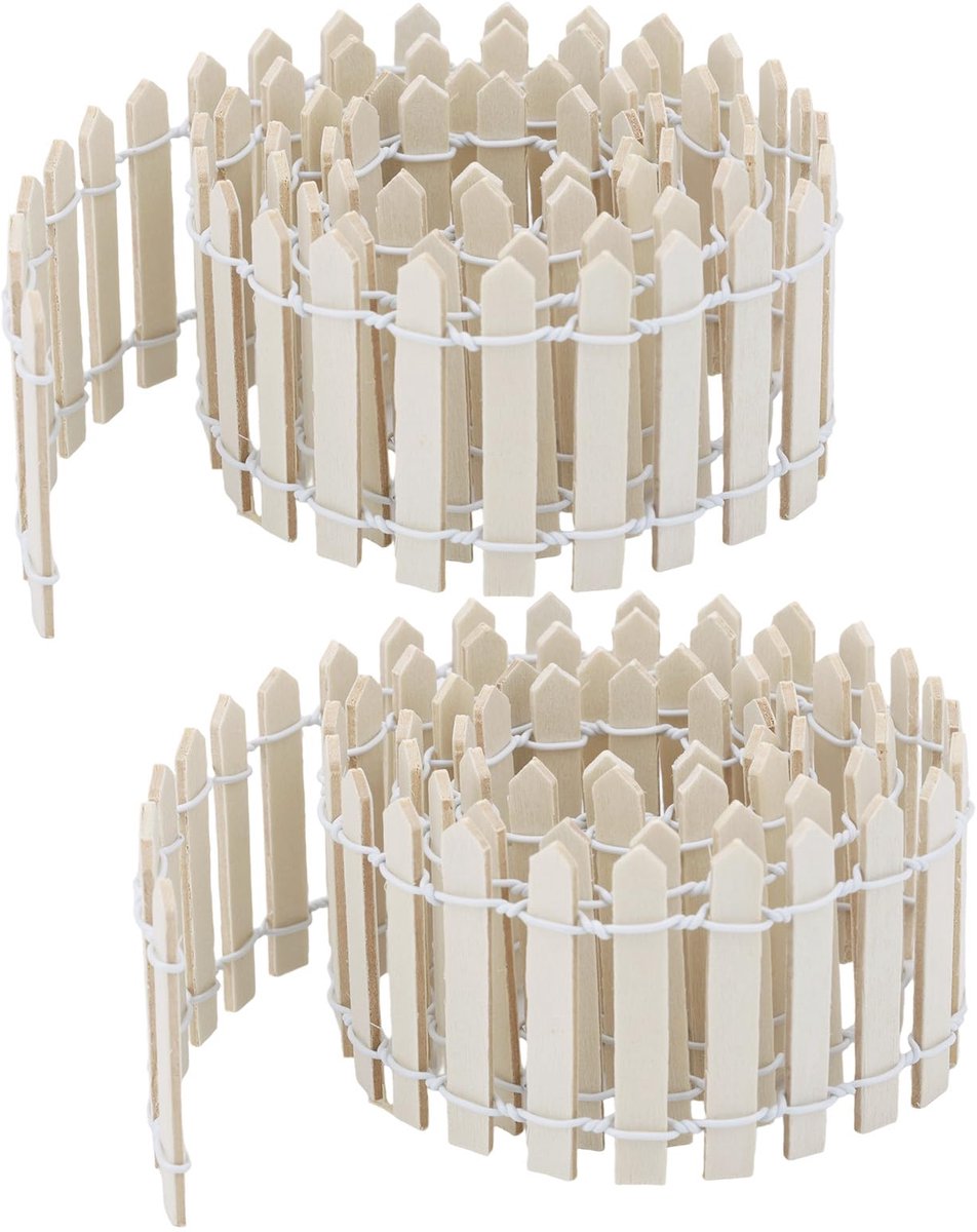 2st Mini Feeëntuin Hekje, 90 cm Lange Decoratieve Houten Schutting, Miniatuur Landschap Decoratie voor Poppenhuis, Knutselen, Diorama, Plantenpot (Houtkleur)