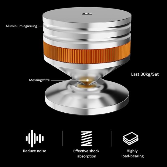 Universele Hifi Luidspreker Spikes en Isolatie Voeten - Hoogte Verstelbaar - voor Versterkers, Draaitafels en Audio Apparaten van Merkloos — afbeelding 2