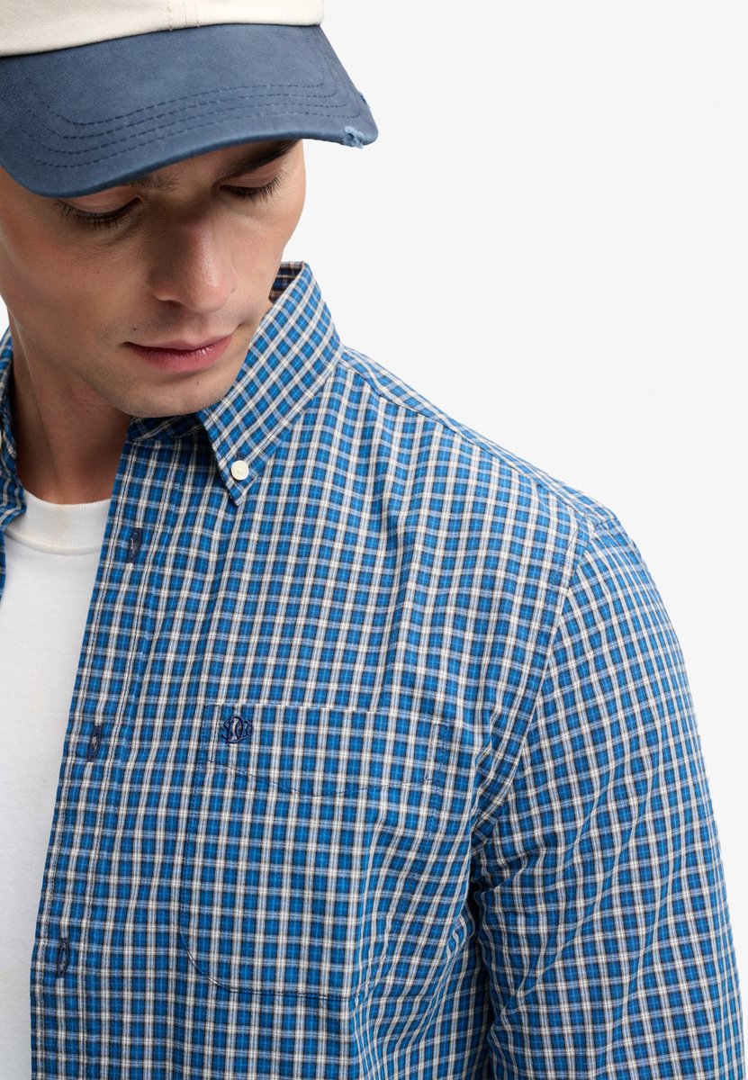 Superdry - Preppy Poplin Overhemd met Lange Mouwen - Heren - Lange mouwen shirts