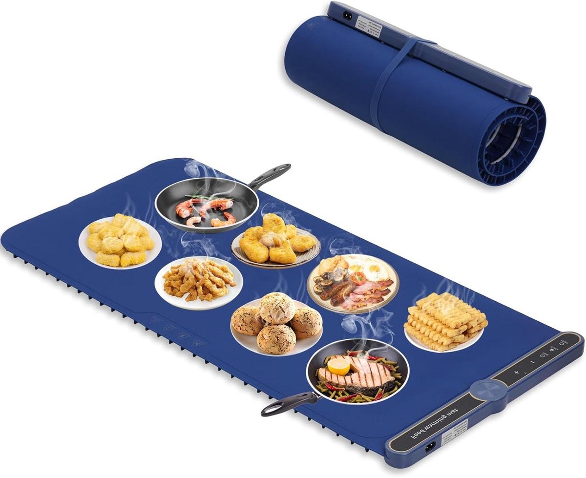 Warmhoudmat - Voedselwarmer Serveerwarmer - Buffetten Warm Houden - Extra Groot Formaat - 80 x 38 cm - Blauw