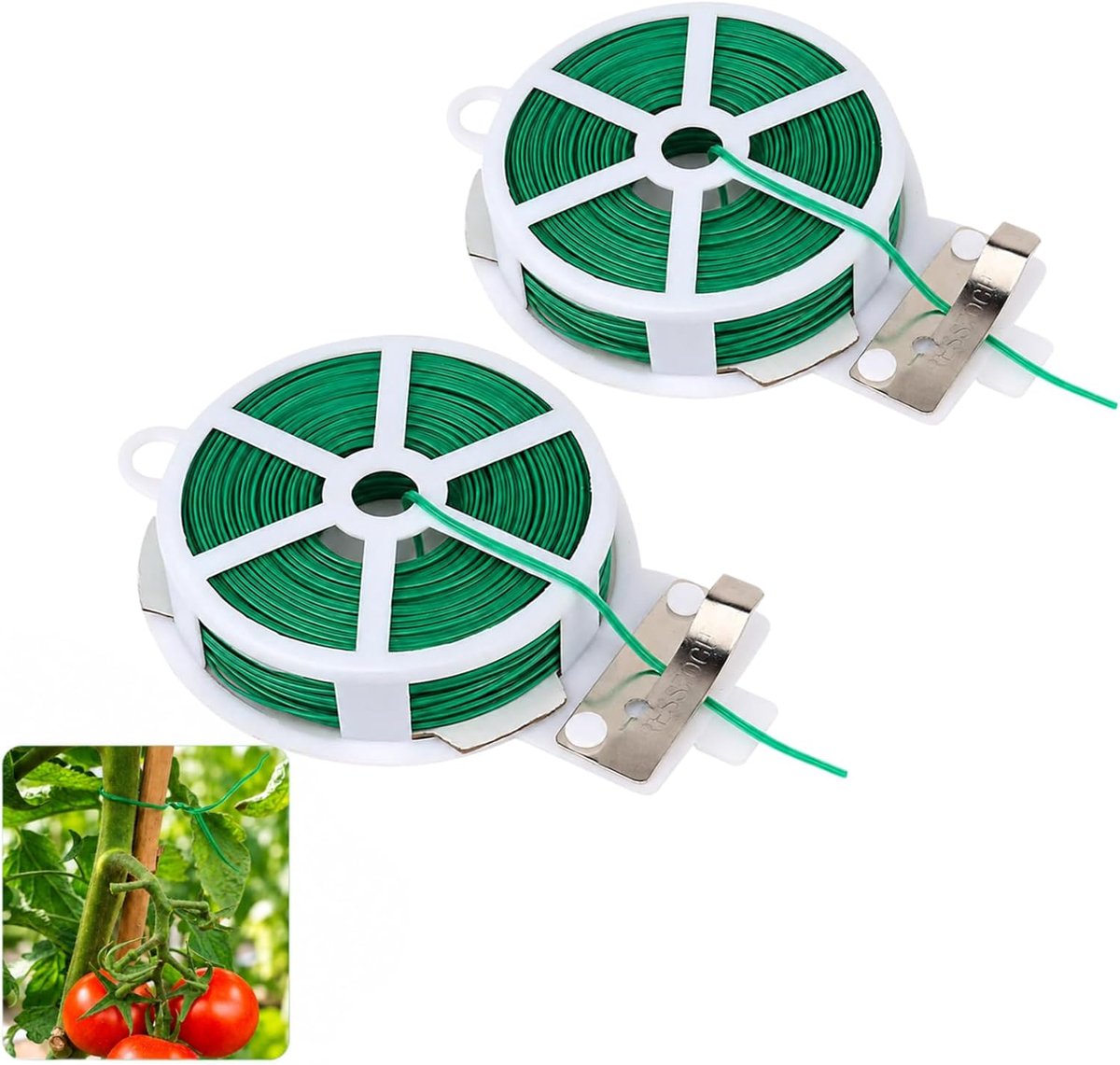 Tuindraad, bloemendraad, zacht, 2 rollen Garden Twistee Tie met dispenser en snijder, plantendraad, rankhulp voor tuinieren, klimplanten, struiken en bloemen