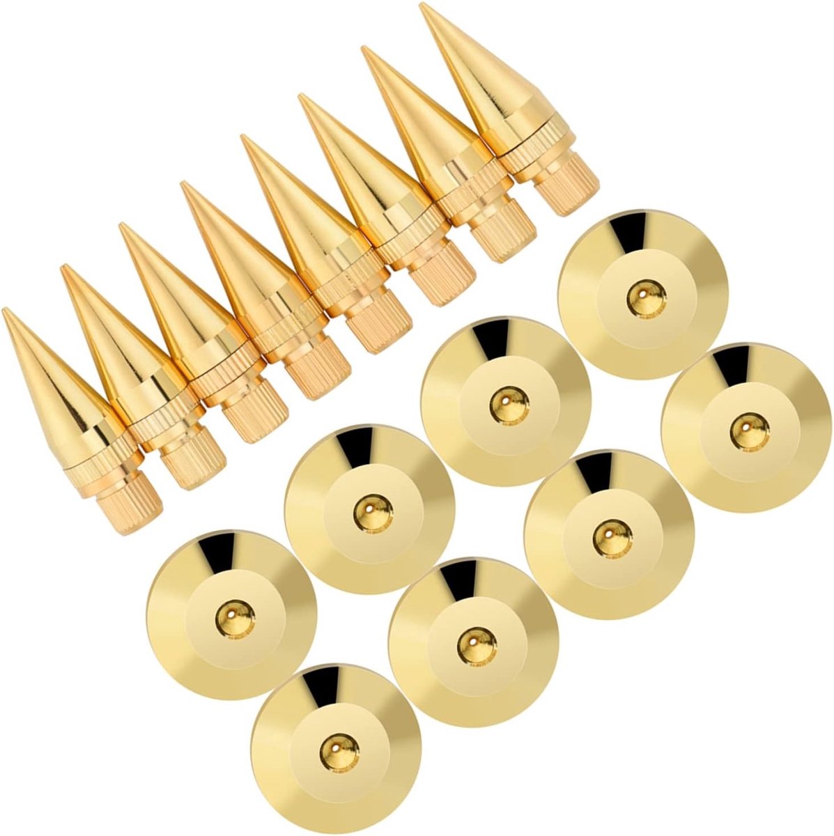 Vloerstaande luidspreker spikes voor optimale geluidsisolatie - 11×8×2 paar, 36mm koper, anti-vibratie voetmatten