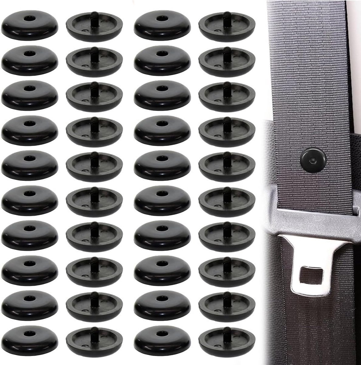 Veiligheidsgordelklem voor auto, 20 paar knoppen voor veiligheidsgordel, universele veiligheidsgordel, antislip gesp, voor auto's, SUV's en vrachtwagens