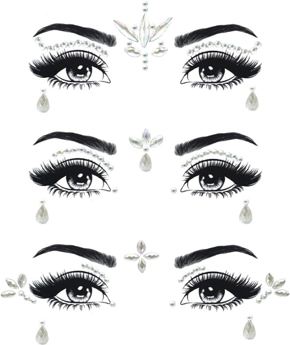 Edelstenen Glitter - Kristal Gezicht Glitter Festival Gezicht Stickers Set, Zelfklevende Strass Ogen Lichaam Tijdelijke Tattoo voor Vrouwen Meisjes Festival Feest, Stijl 6
