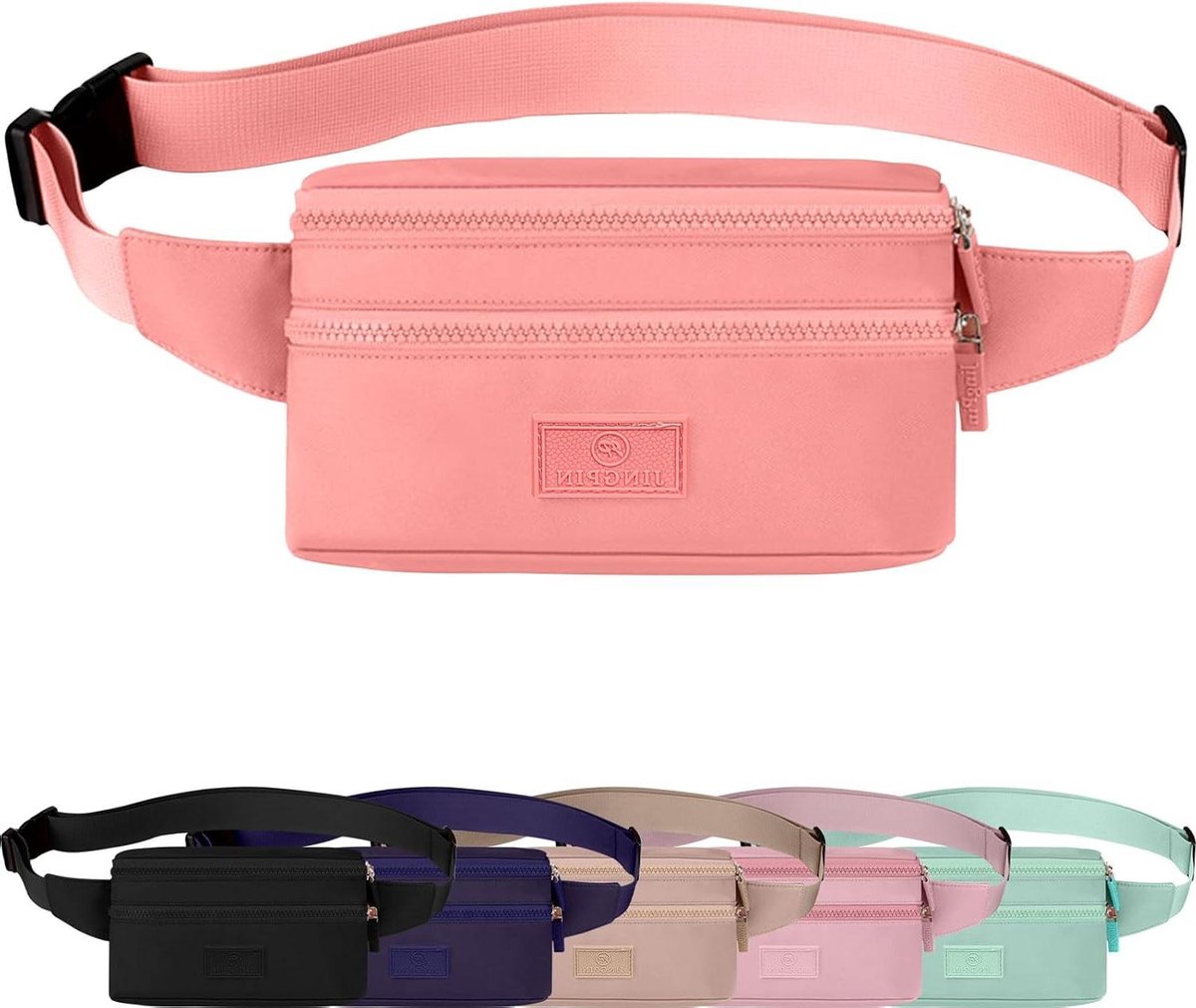Heuptas Dames Heren - Buiktas Mode - Reizen Wandelen - Waterafstotend Oxford - 28 x 16 cm - Roze