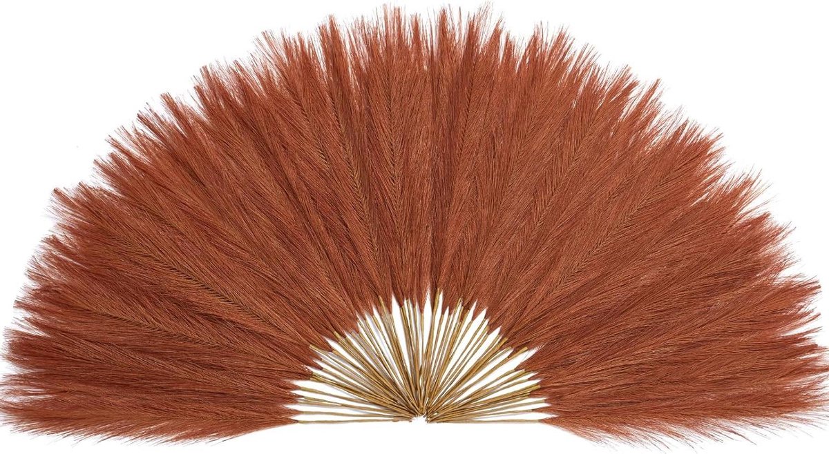 Kunst Pampasgras - Decoratie Set - Woonkamer Aankleden - Niet Verwelkend - 60 Stuks - Oranje