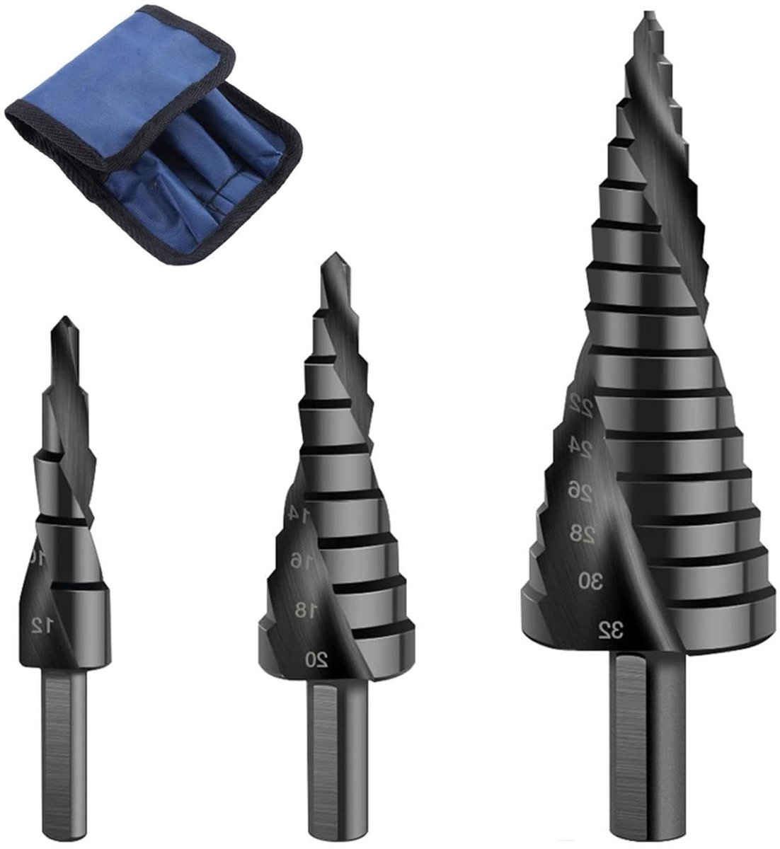 Spiraal boor - Pagode boor - Metaal boren - HSS titanium gecoat - 4-32 mm - Zilverkleurig