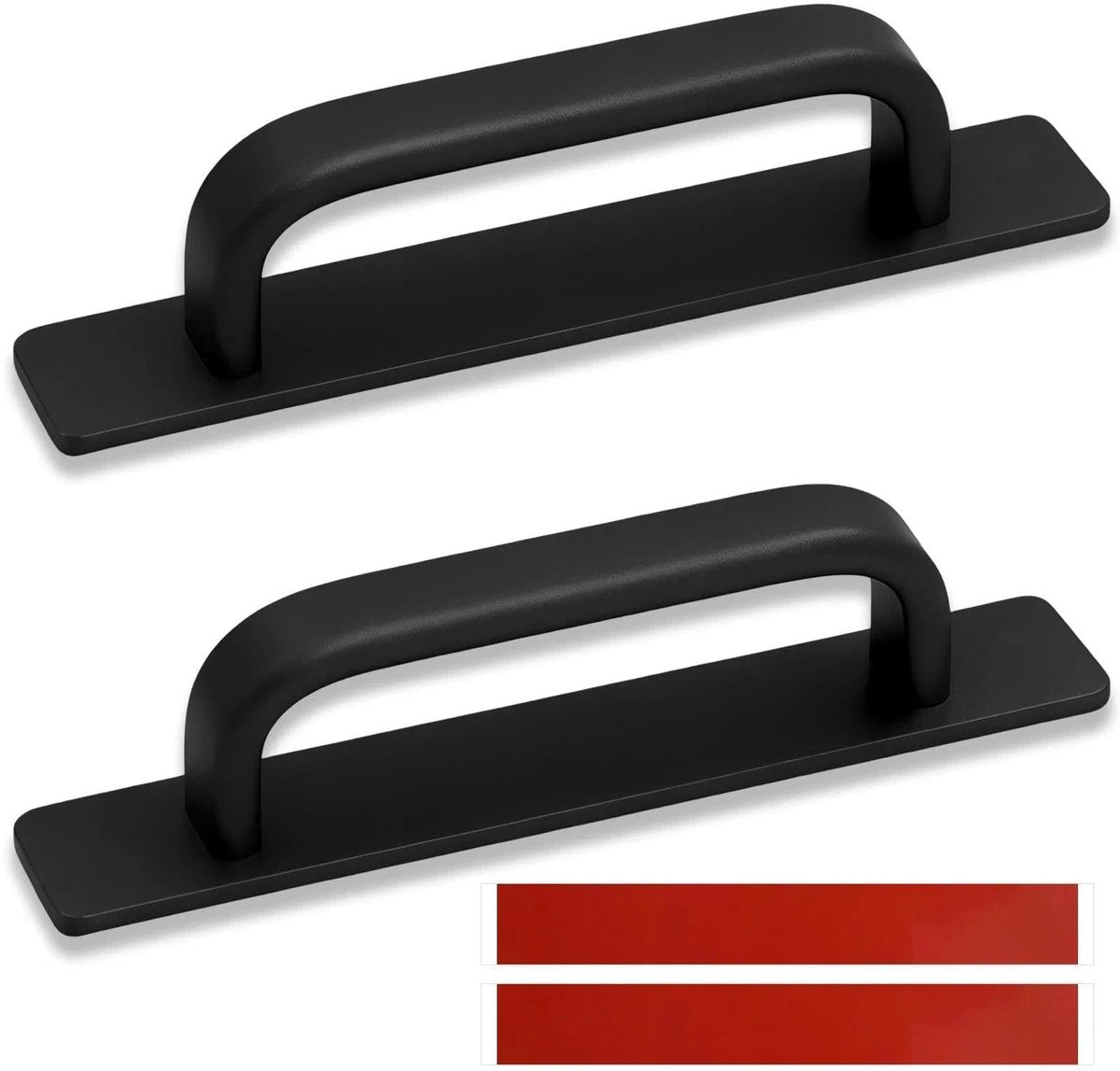 Set van 2 zelfklevende schuifdeurgrepen, 180 mm, zwarte keukengrepen van aluminiumlegering, voor kasten, binnendeuren en buitendeuren